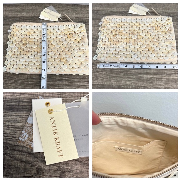 Antik Kraft Mother Of Pearl Elegant Shell Discs Cream Clutch - Picture 2 of 9